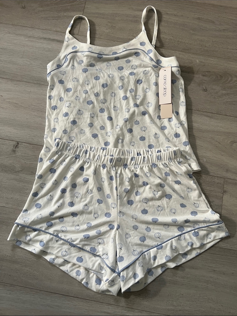 NWT Spooky Dreams Fall White & Blue Pumpkin Lounge Pajama Tank Top Set Size S